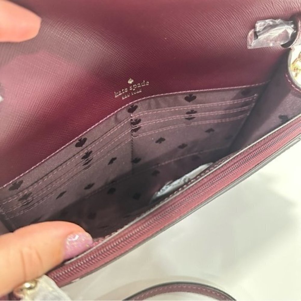 Kate Spade Tinsel Flap Crossbody Clutch Bag with Floral Print - Picture 10 of 14